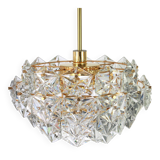 Brass and crystal glass chandelier by Kinkeldey, Germany, 1970s.
