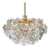 Brass and crystal glass chandelier by Kinkeldey, Germany, 1970s.
