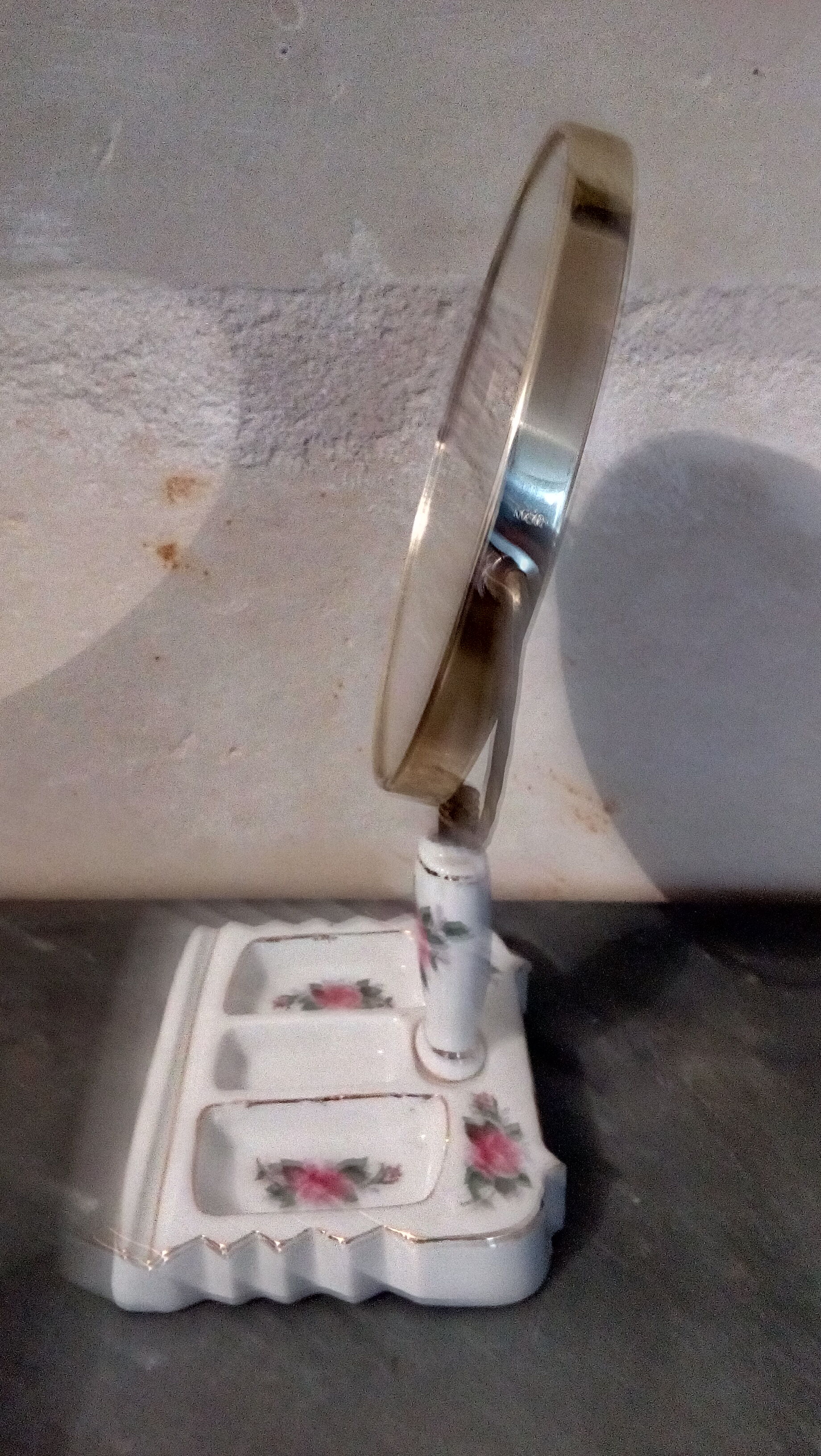 Mirror to lay porcelain rose buttons 13x24cm