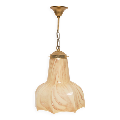 Suspension beige en céramique et or d'époque Hollywood Régence, Italie, années 1960