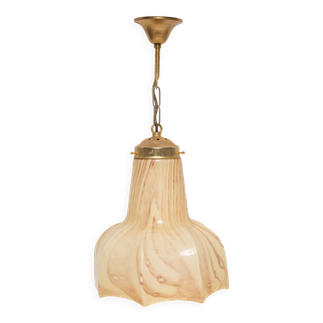 Beige ceramic and gold ceiling lamp from the Hollywood Regency period, Italy, 1960s.