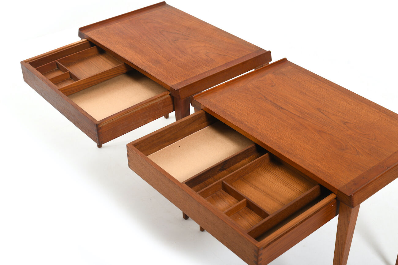Fine danish pair of mid century teak nightstands