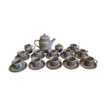 Coffee service sandstone "atelier d'art de lorraine" sarreguemines vintage