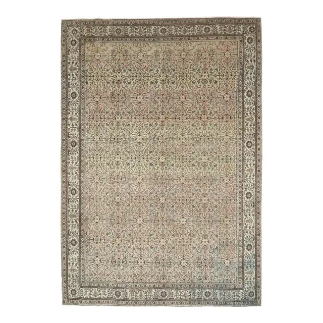 1970s Vintage Turkish Oushak Handmade Wool Cotton Brown Area Rug 193x275