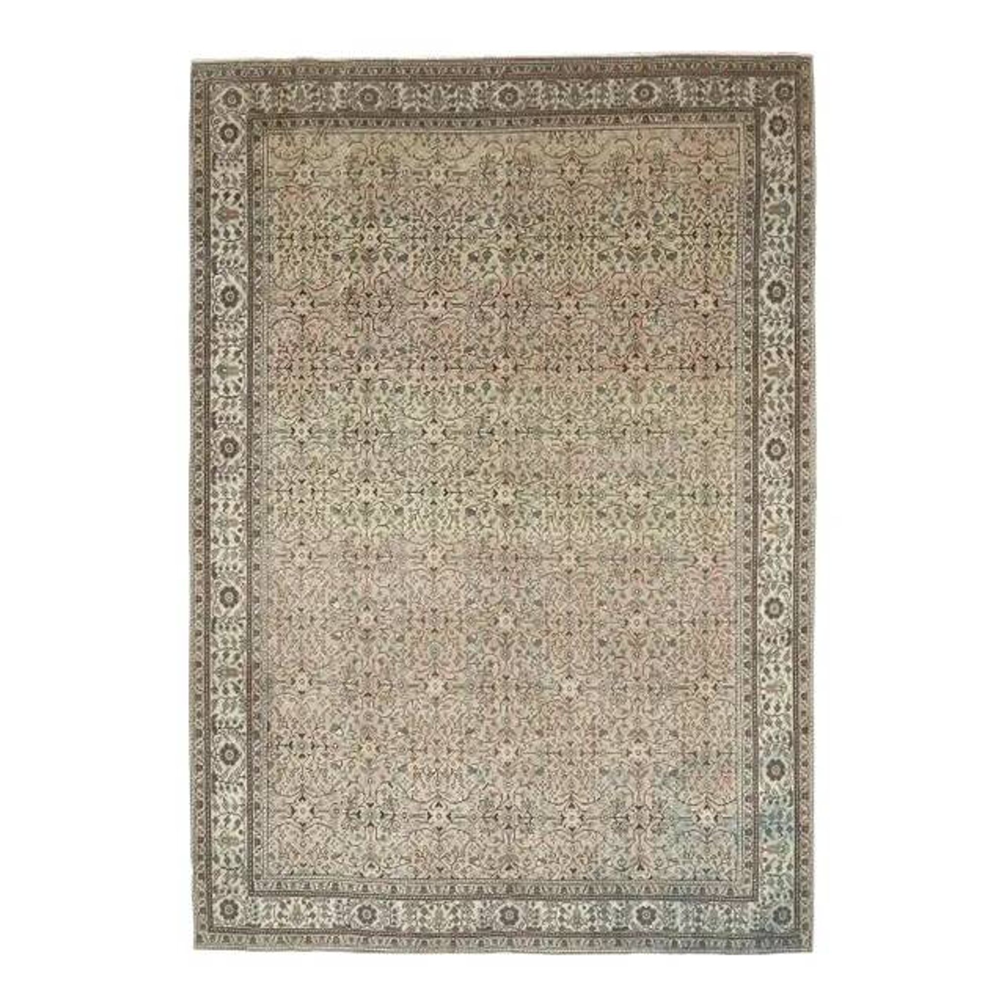1970s Vintage Turkish Oushak Handmade Wool Cotton Brown Area Rug 193x275