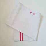 Striped and monogram linen tea towel