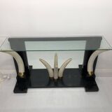 Versailles collection table console éléphant fausse défense ébène miroir verre années 1970
