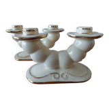 Pair of cream ceramic candlesticks with gold trim circa 1930-1950