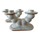 Pair of cream ceramic candlesticks with gold trim circa 1930-1950