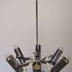 Modernist chandelier with 6 spots in chrome metal, France circa 1970.
