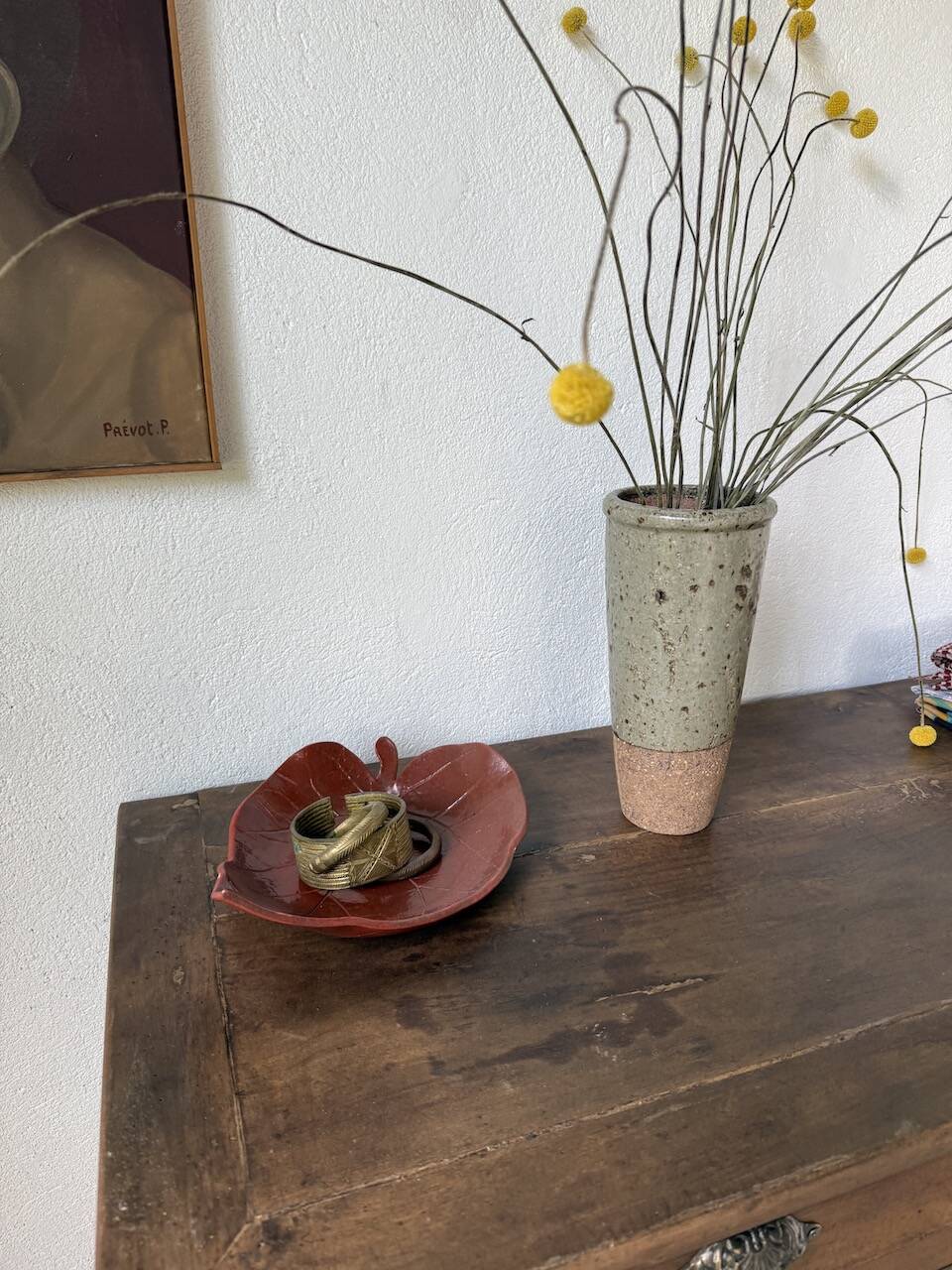 Red leaf ceramic dish