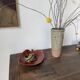 Red leaf ceramic dish