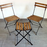 Vintage folding chairs and stool set