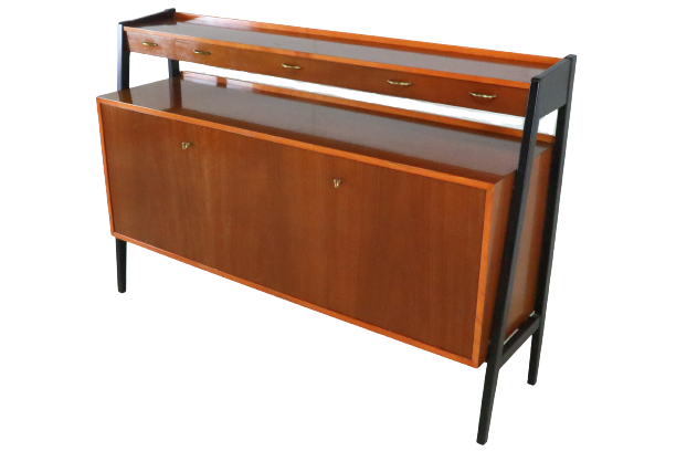 Vintage high sideboard two piece cabinet 'Korpela'