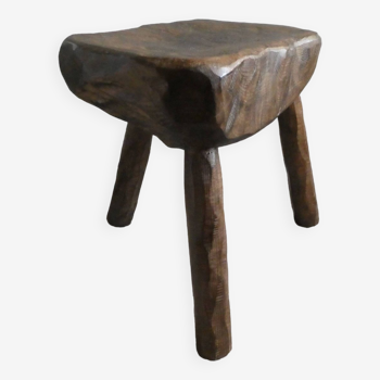Cowherd stool, milking, solid wood, 1950s