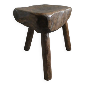 Cowherd's stool, milking stool, made of solid wood, 1950s.