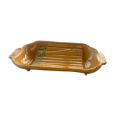 Plat pour asperges en céramique émaillée barbotine vintage
