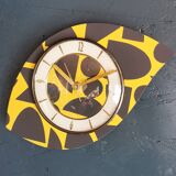 Vintage silent wall clock pendulum 60s "Anthracite yellow"