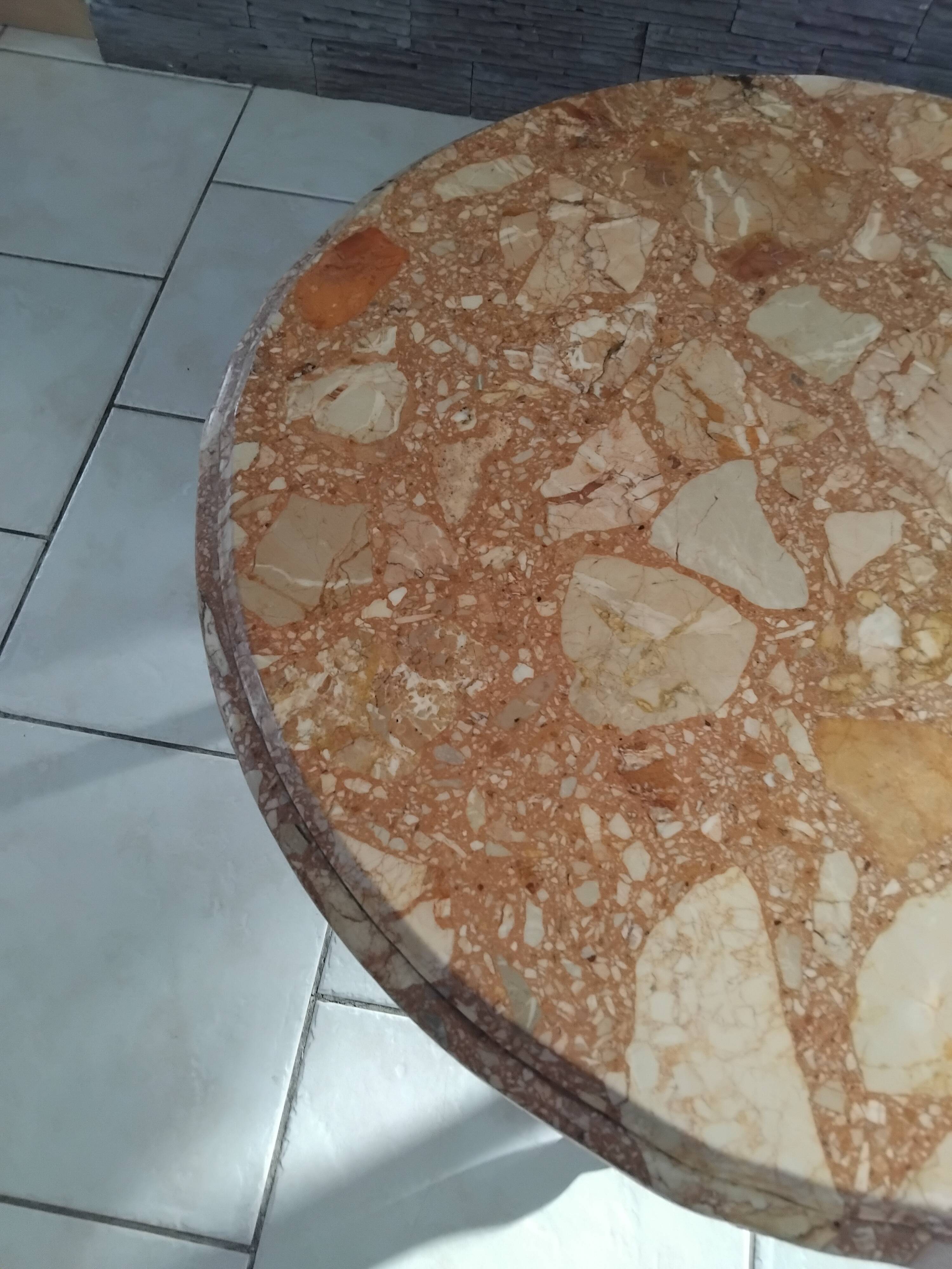 Old marble and wood coffee table from the 50s