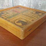 Old Goose Game Board Checkers Little Horses Vintage Wooden #A690