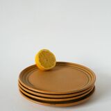 Set of 4 stoneware dessert plates with Sarreguemines edging, Made in France, 1970