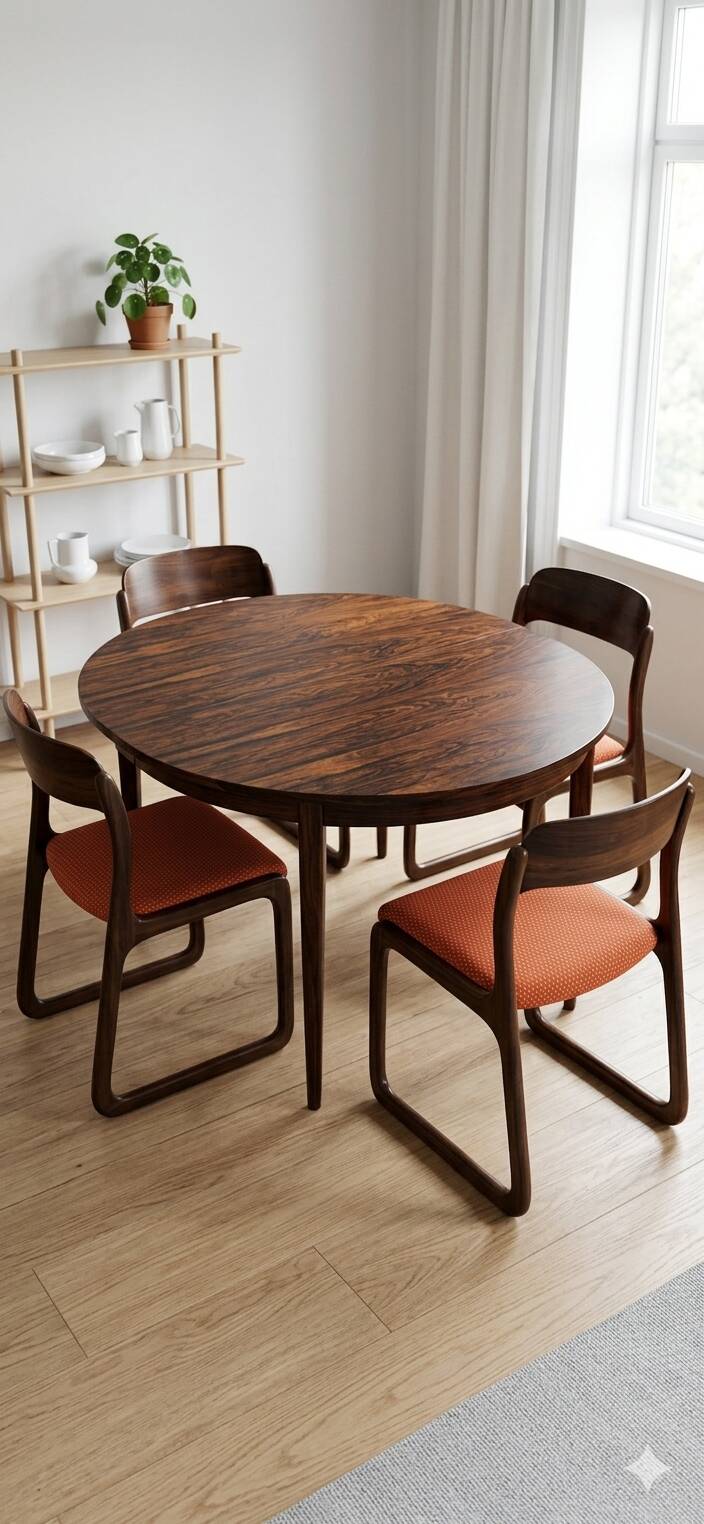 Scandinavian extendable table in rosewood from the 1960s, butterfly extension.