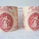 Pair of red toile de Jouy lampshades