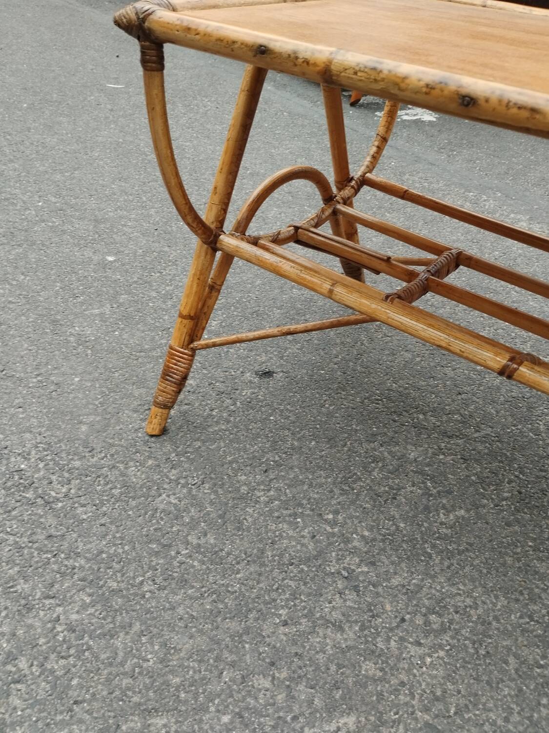 Vintage antique rattan coffee table