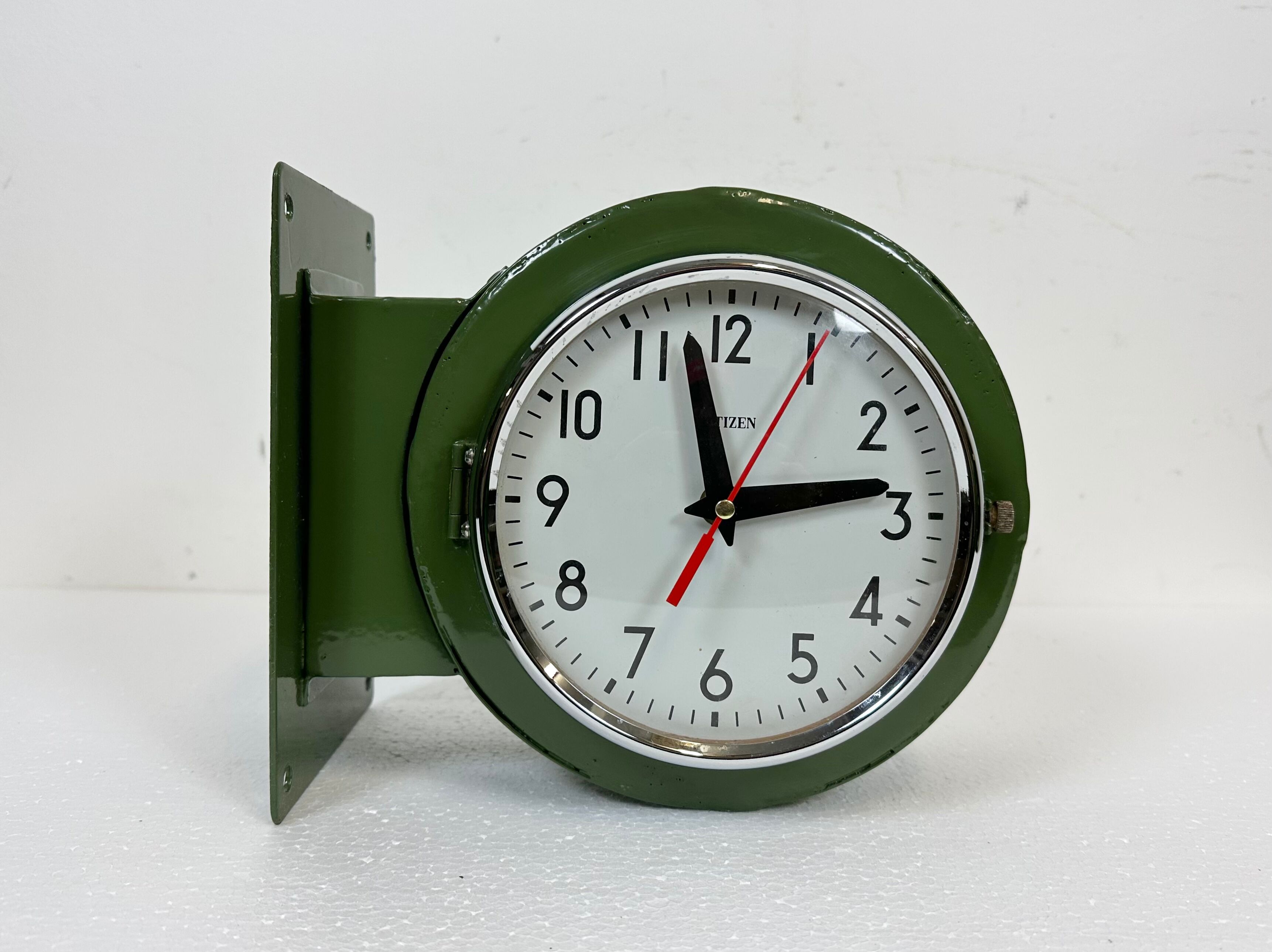 Vintage green citizen double-sided navy wall clock, 1980s