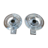 Pair of chrome-plated metal and glass wall lamps from the 70s