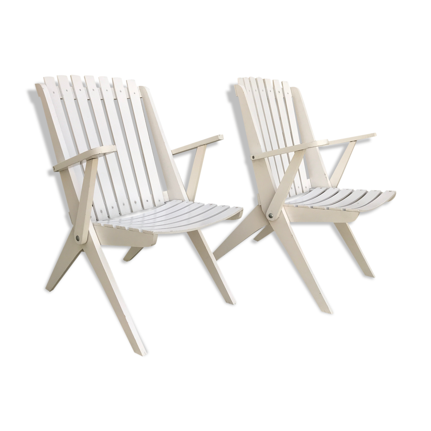 Paire de fauteuils pliables vintage « ciseaux » 1950