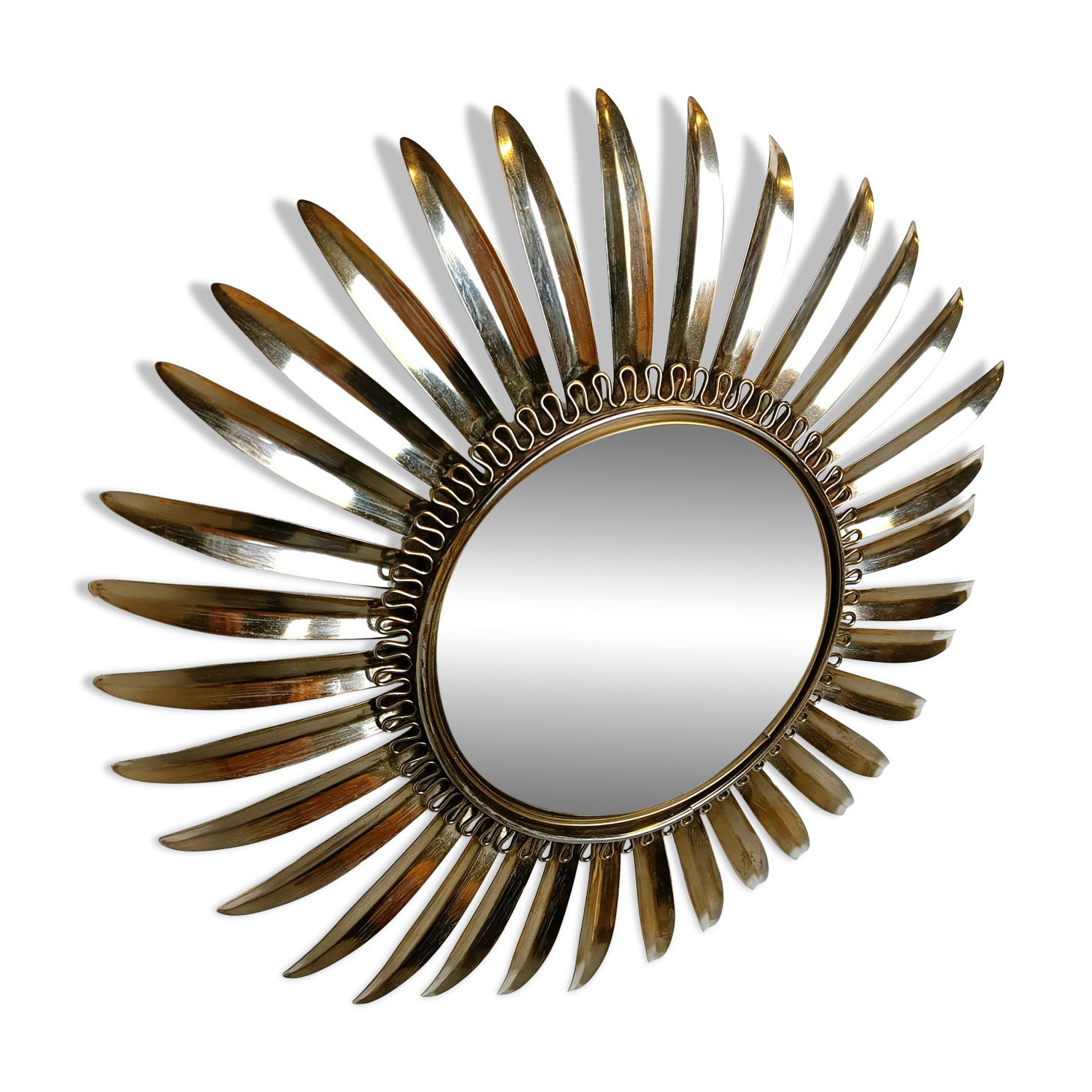 Vintage brass sunburst mirror, 1970s