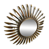 Miroir vintage en laiton à effet soleil, années 1970