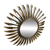 Miroir vintage en laiton à effet soleil, années 1970