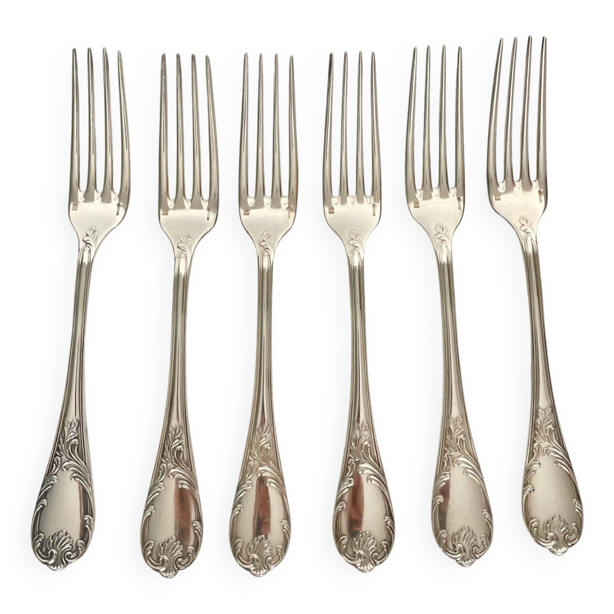 6 Marly Model Forks - Christofle, Silver-Plated Metal