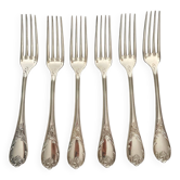 6 Marly Model Forks - Christofle, Silver-Plated Metal