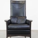 Fauteuil design en cuir noir de Giorgetti