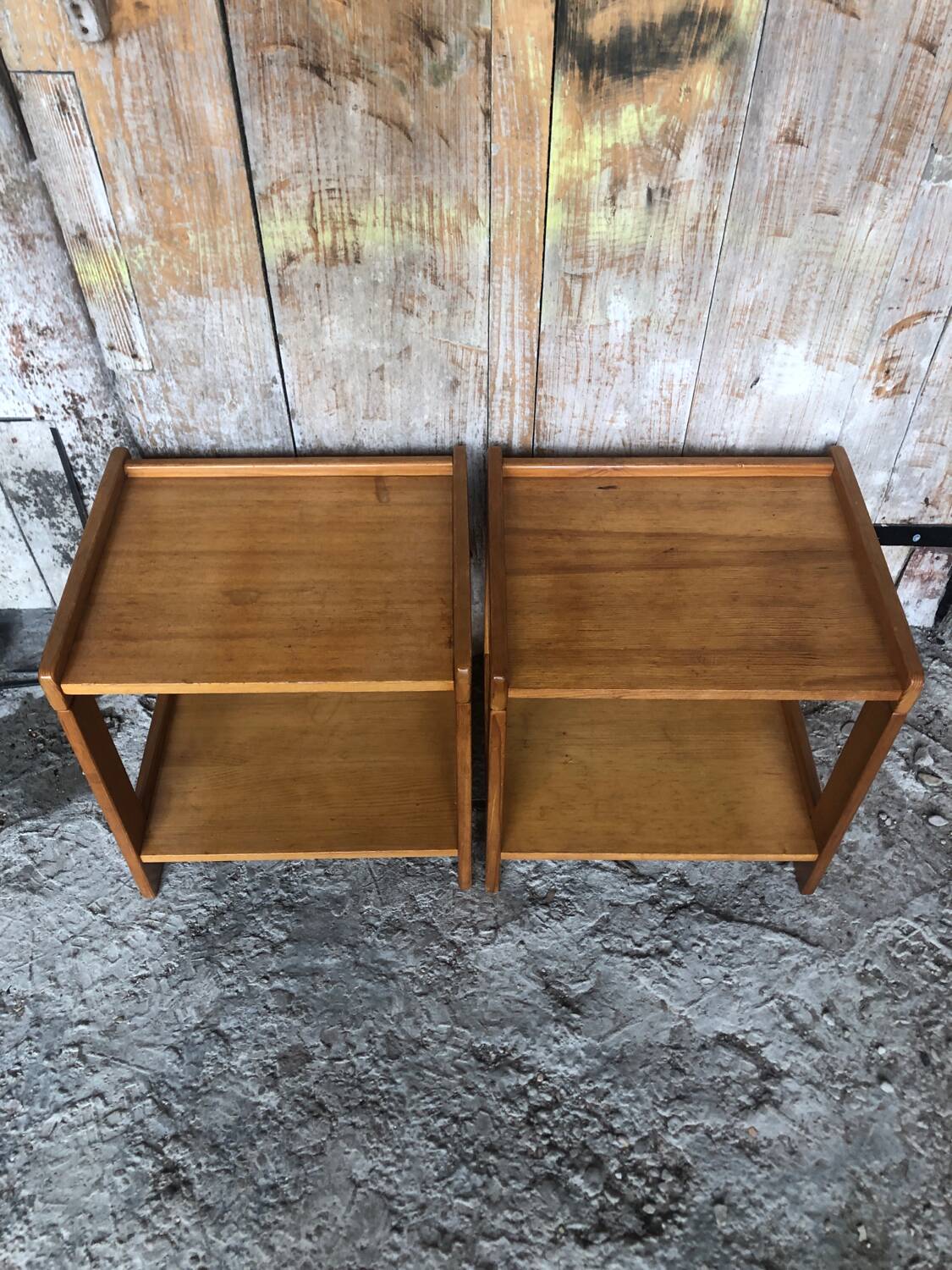 Pair of Vintage Wood Bedside Table #A320