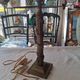 Mushroom lamp in glass paste and bronze Art Nouveau