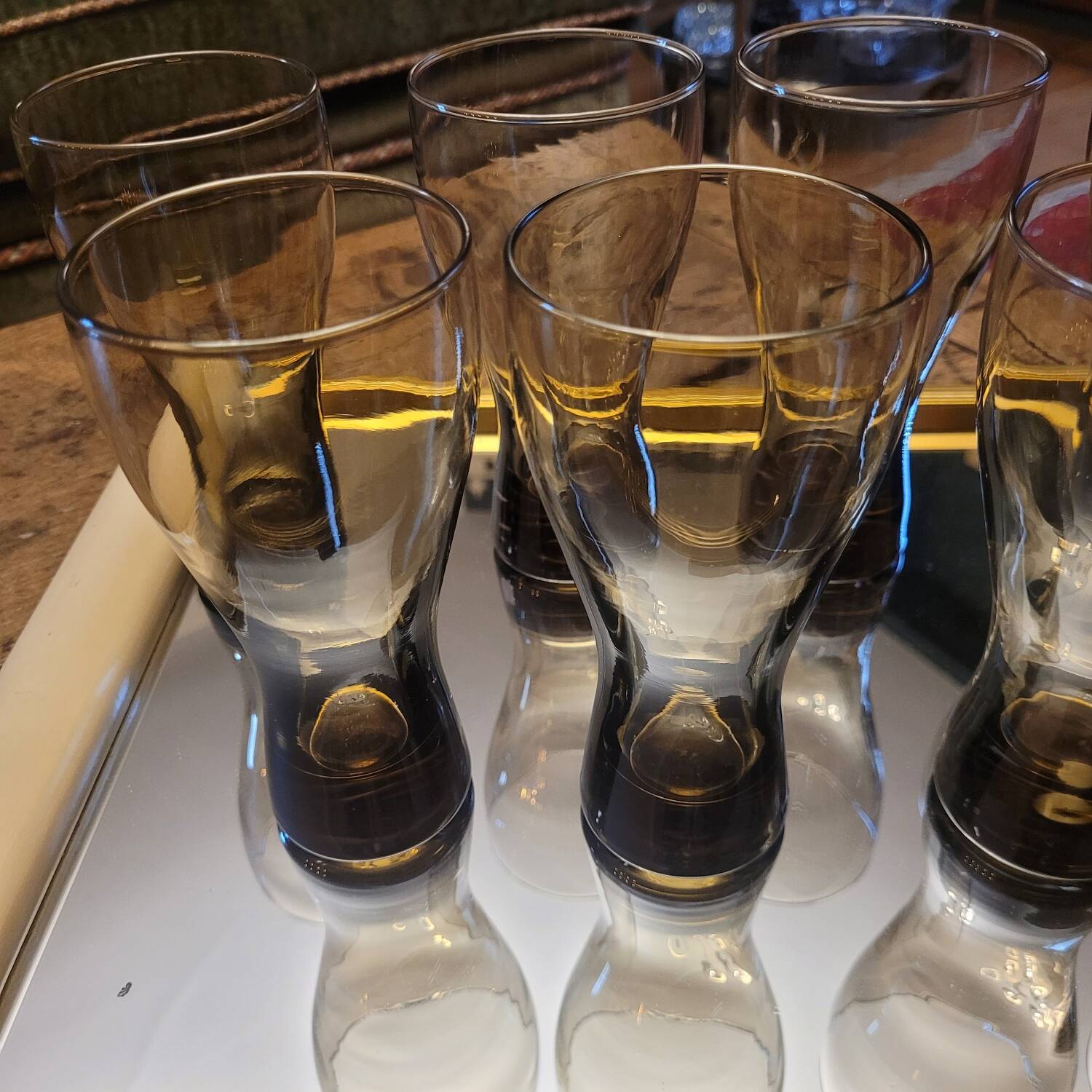 Set of 8 long drink glasses in smoked glass from the 70s – 25 cl