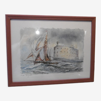 Watercolor of Fort Boyard