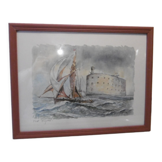 Watercolor of Fort Boyard