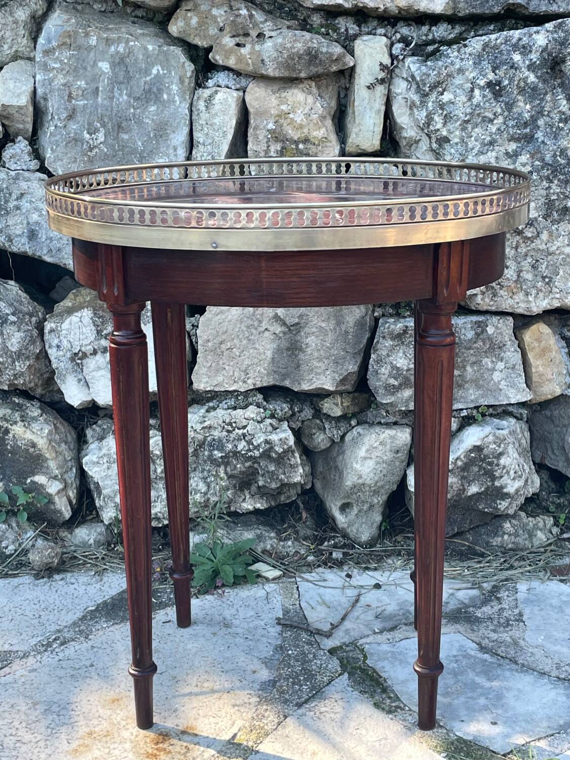 Small Louis XVI style mahogany hot water bottle table from the 19th century
