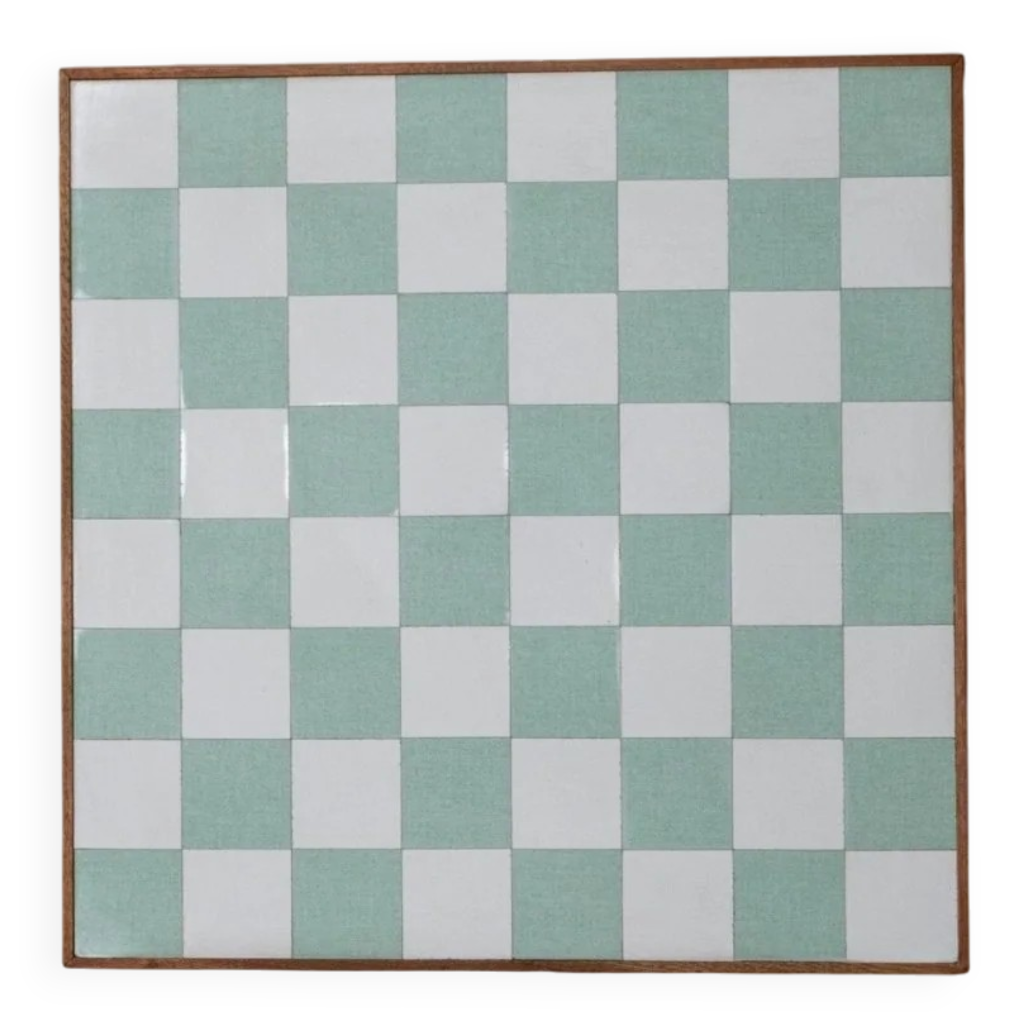 Beige and white Chessboard Wall Mural in wood frame – Italian 1980s abstract art