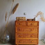 Commode en rotin vintage