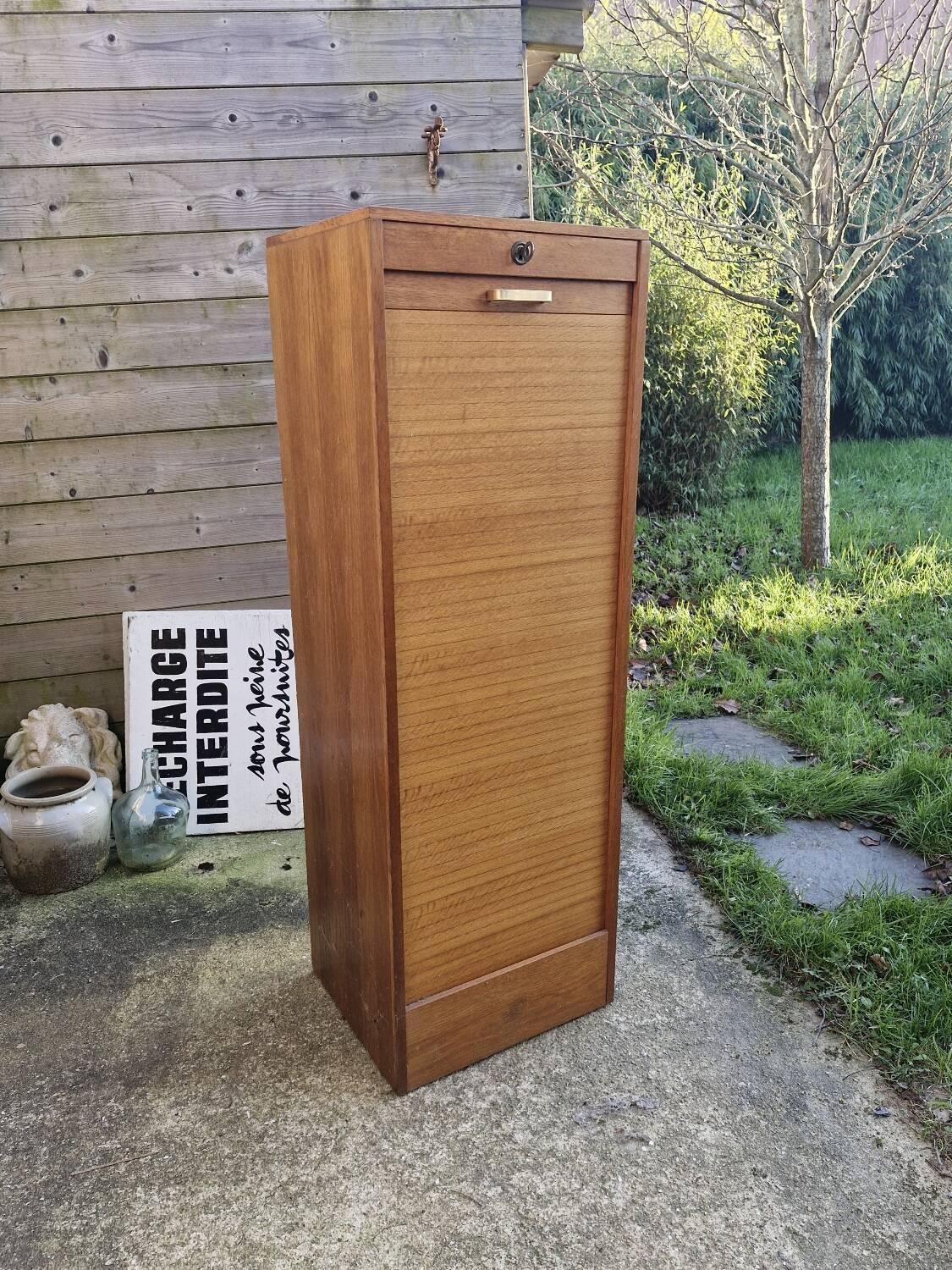Filing cabinet with curtains