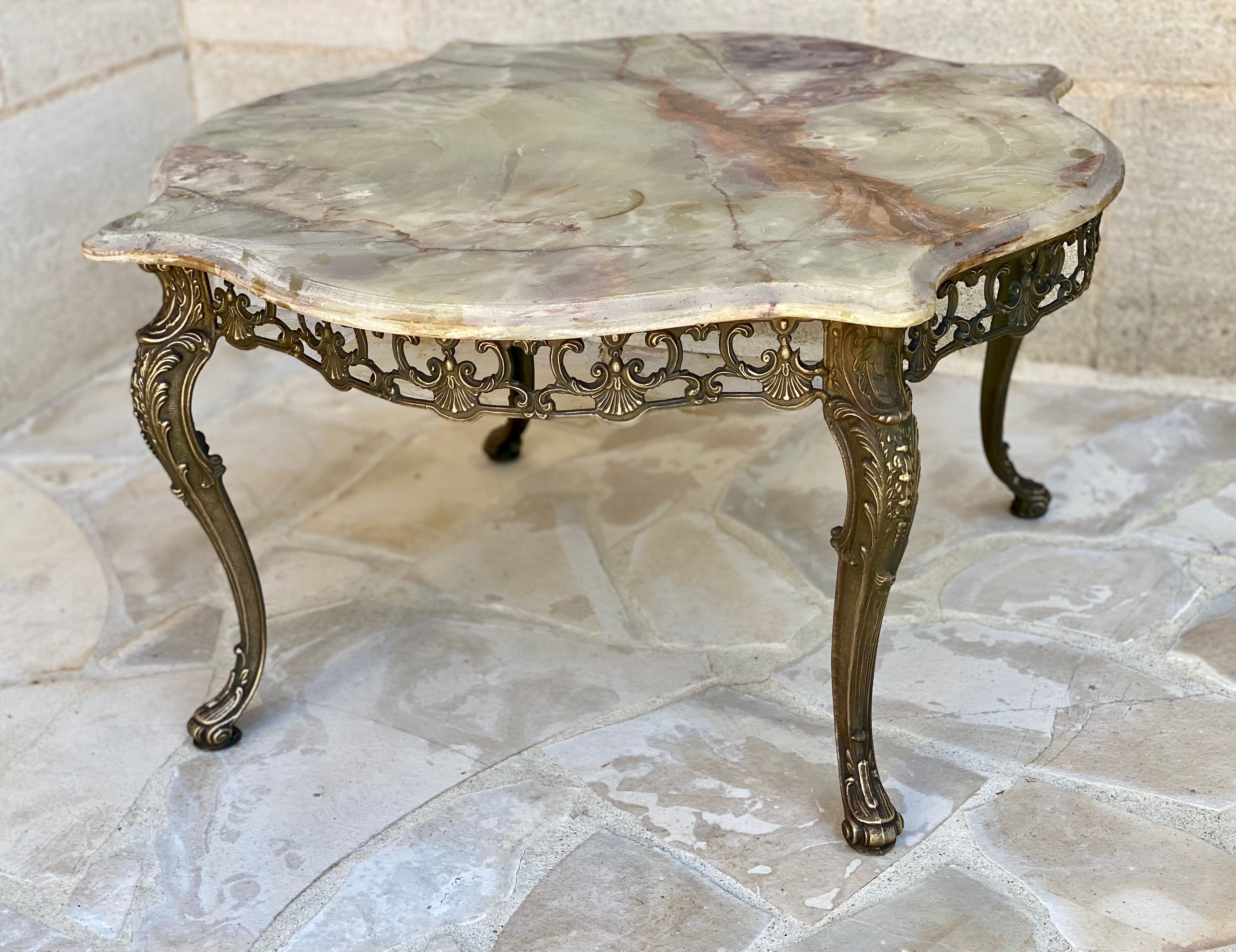 Brass and marble coffee table