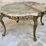 Table basse laiton et marbre