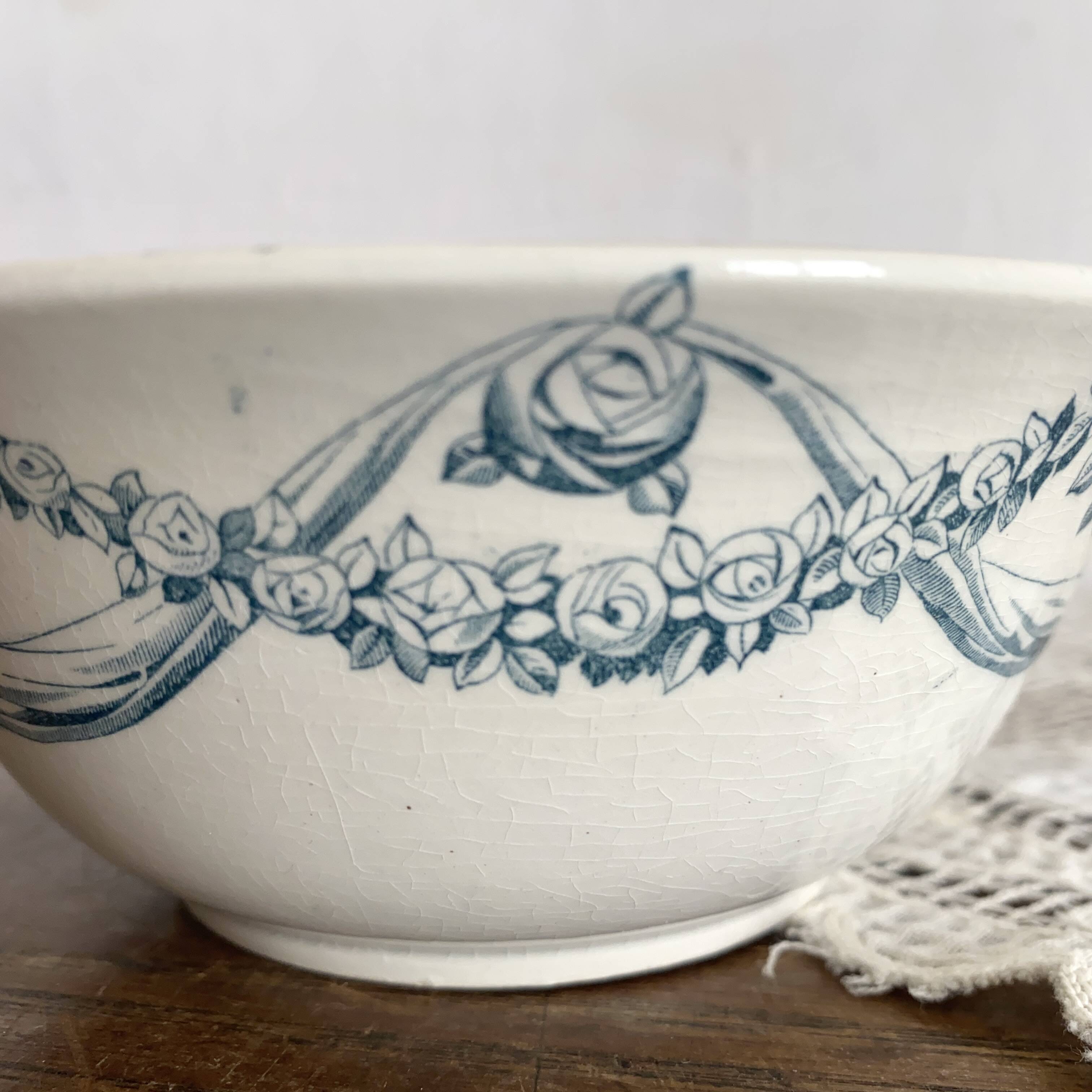 Antique ironstone bowl HBCM Roses