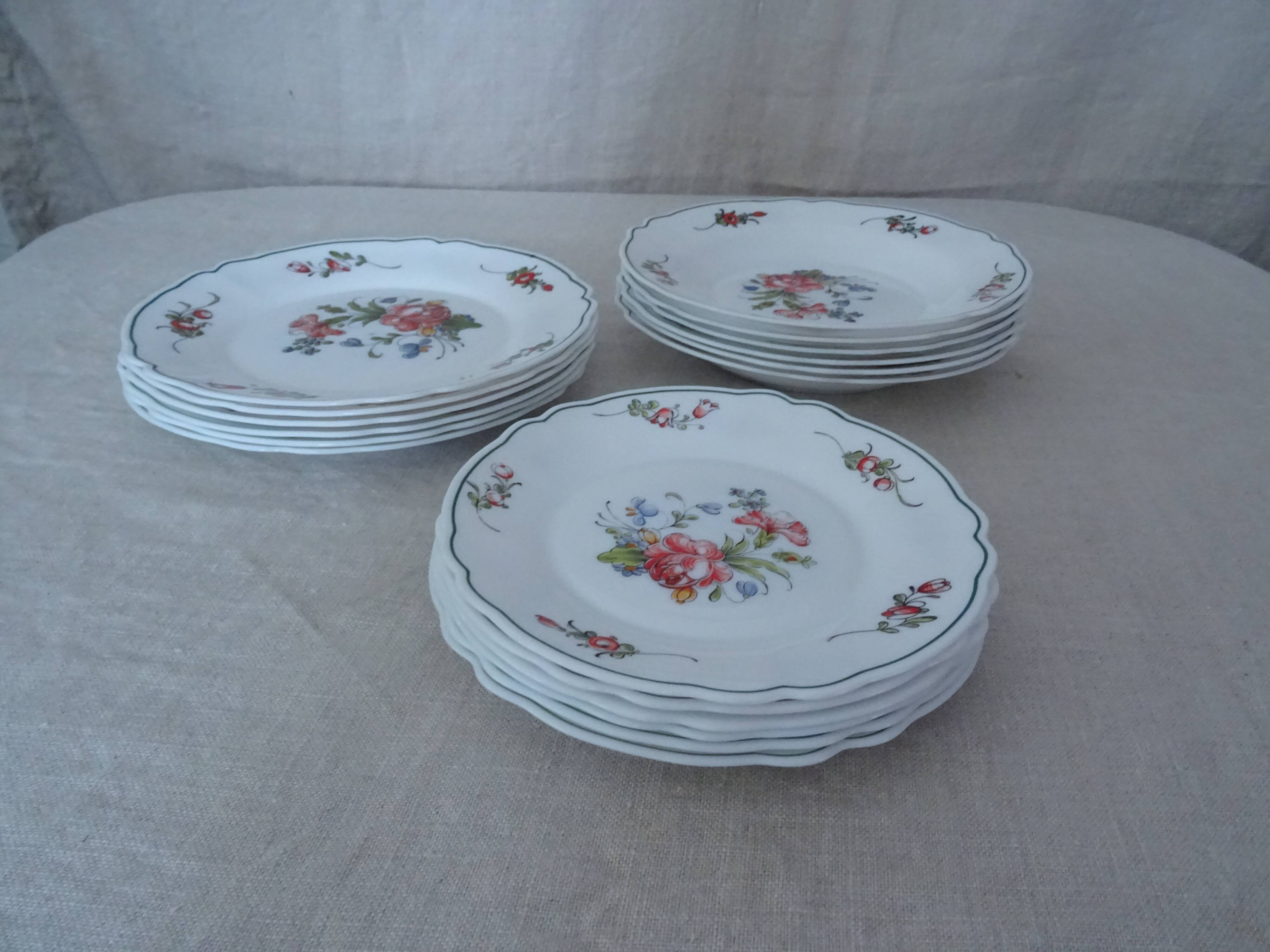 18 plates ronsard, flowers Arcopal 6 x plate hollow dessert